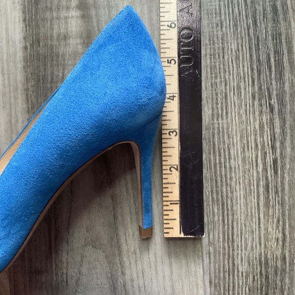 L'AGENCE Women's Size 39.5 Provence Blue Suede High Heeled Pumps Pointed - Picture 6 of 6
